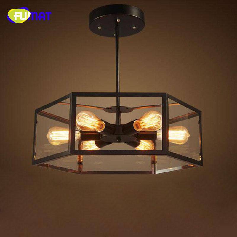 Rustic ceiling fixture with lamp in FUMAT Industrial glass box