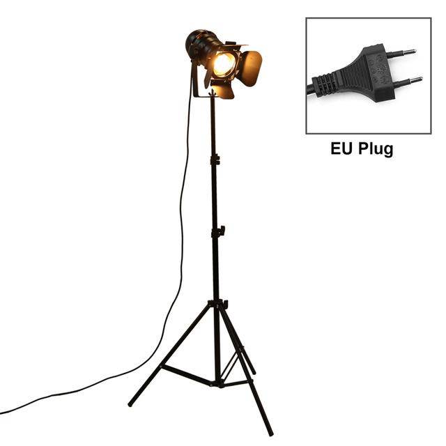 Lámpara de proyector de suelo regulable con soporte de estilo cinematográfico