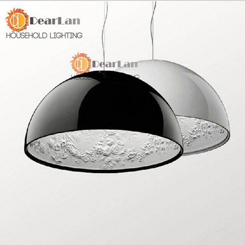 pendant light half sphere design with floral engraving inside