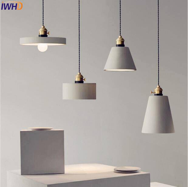 Suspension design LED en ciment de forme