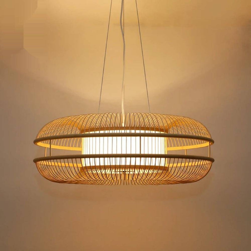 Lámpara de suspensión design bambú ovalado Chandy