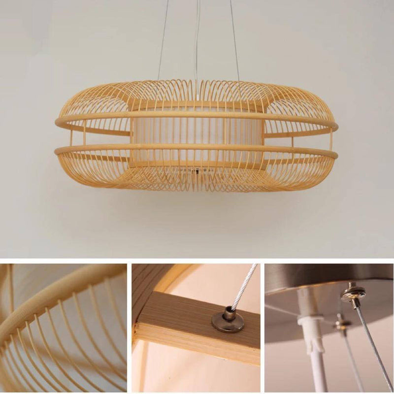 Lámpara de suspensión design bambú ovalado Chandy