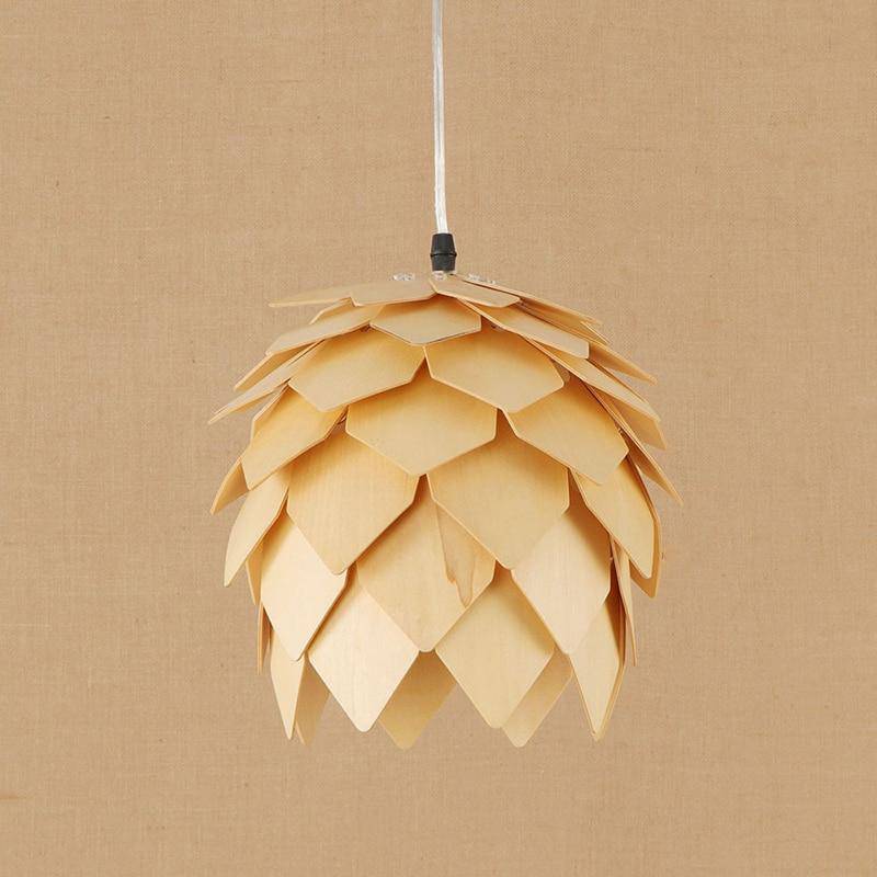 Lámpara de suspensión design Flor de LED con pétalos de madera