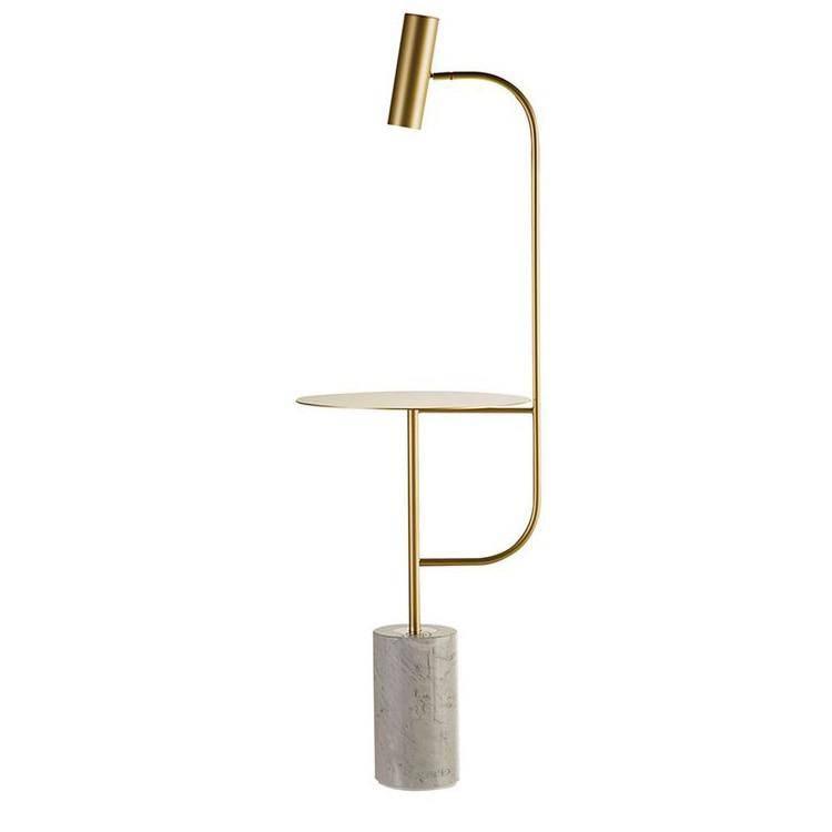 Lámpara de pie design dorada con base de mesa y mármol Phube