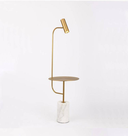 Lámpara de pie design dorada con base de mesa y mármol Phube