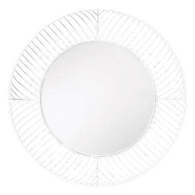 Round decorative metal wall mirror in white Lattice