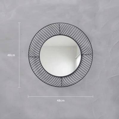 Round decorative metal wall mirror Lattice