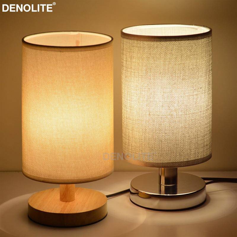 Chrome LED bedside lamp with lampshade fabric