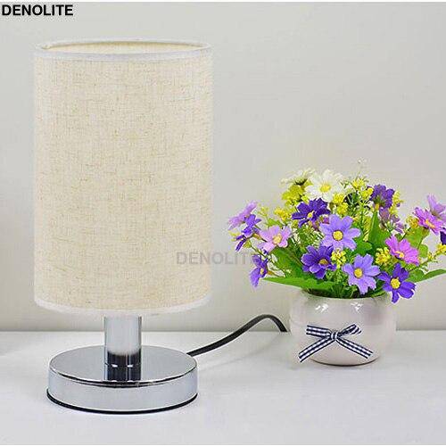 Chrome LED bedside lamp with lampshade fabric