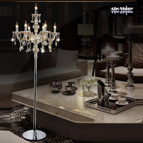 Floor lamp with crystal candles