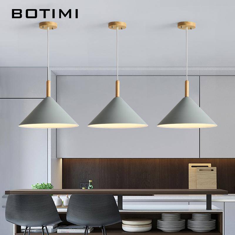 Design pendant lamp LED tapered in wood and metal Nordic