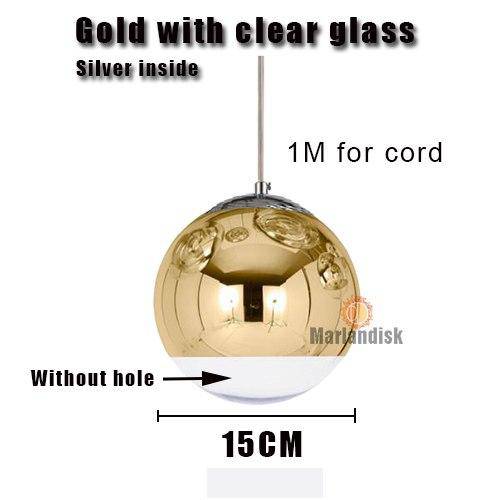 pendant light LED design glass ball and chrome Copper