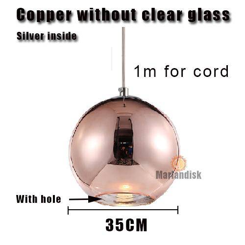 pendant light LED design glass ball and chrome Copper