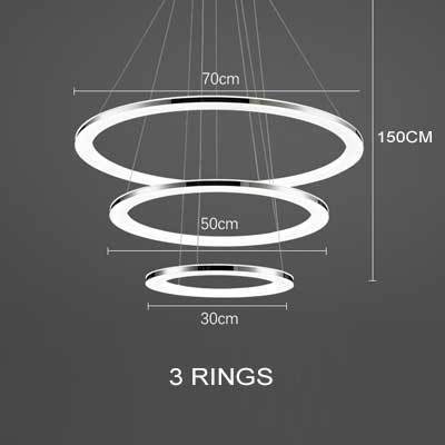 Design chandelier with several interlaced chrome circles Rings