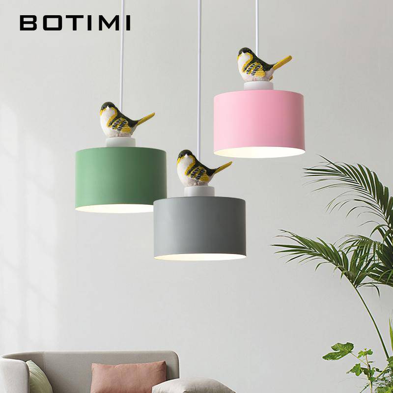 Lámpara de suspensión design LED de color con el pájaro Botimi