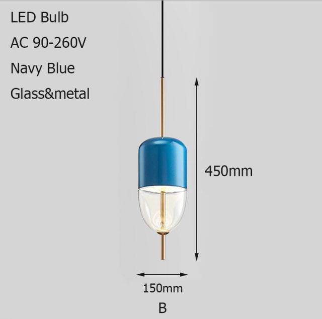 Design LED pendant light with original shape (blue or gold)