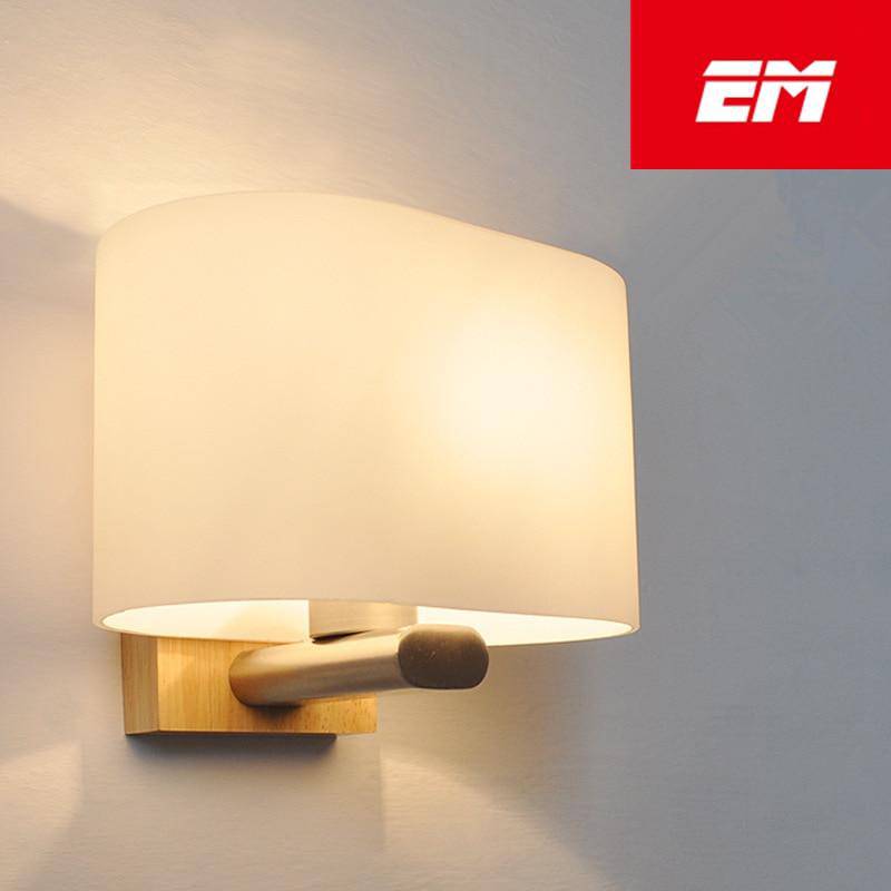 wall lamp wooden LED wall with lampshade rounded