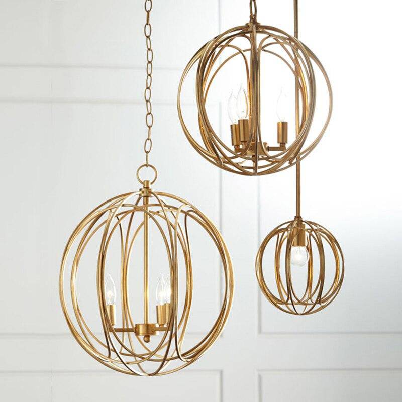 pendant light Metal ball LED design with retro Lewin bulbs