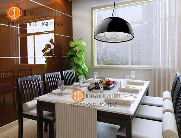 pendant light half sphere design with floral engraving inside