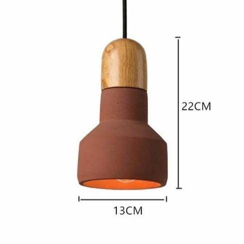 Cement and wood design LED pendant light Nordic