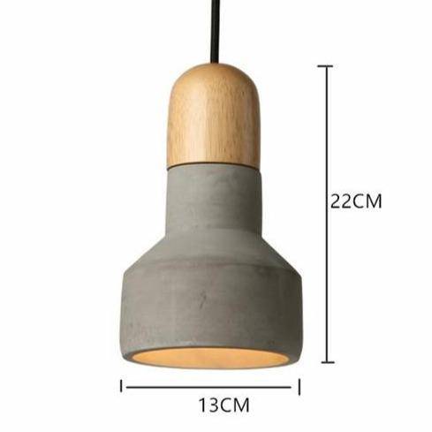 Lámpara de suspensión design LED en cemento y madera Nordic