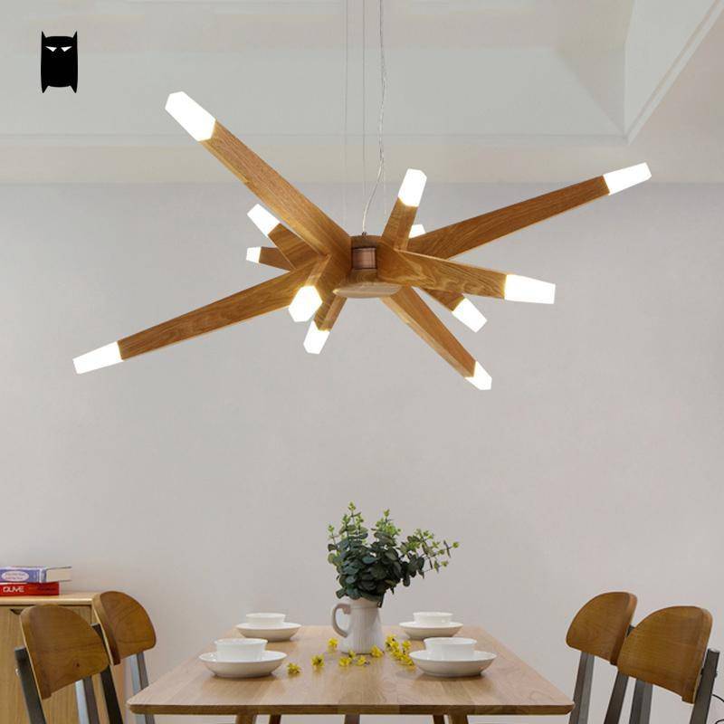 LED design chandelier with contemporary wooden branches