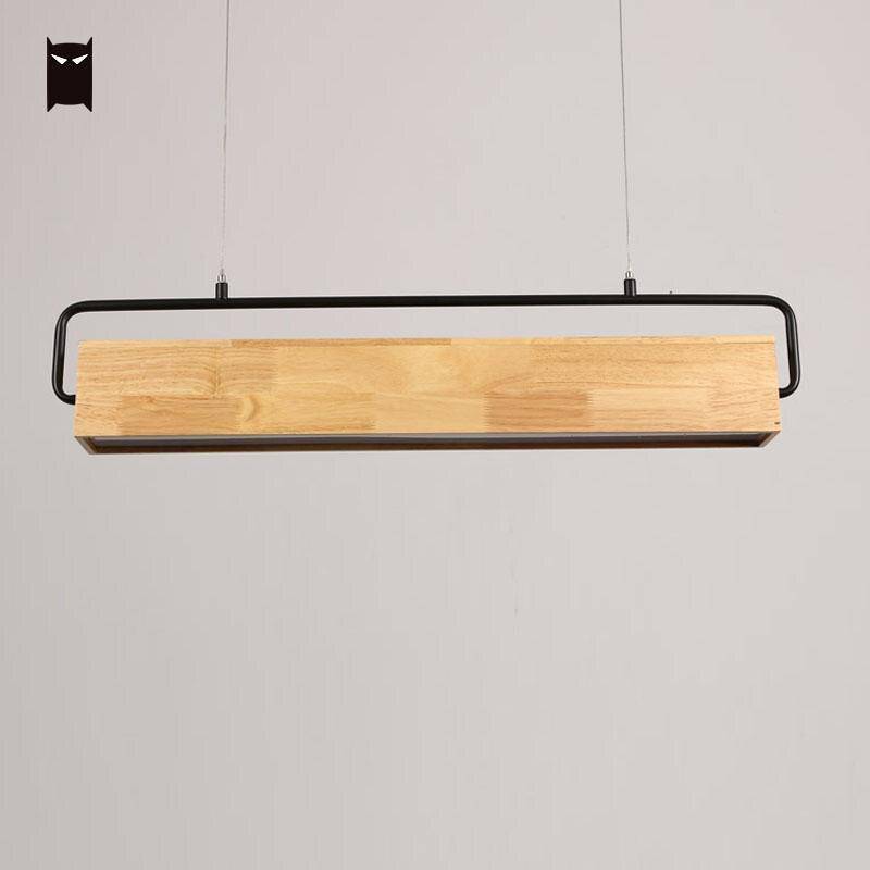 Lámpara de suspensión LED moderno de madera de estilo escandinavo alargado