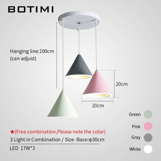 pendant light Nordic color cone LED design