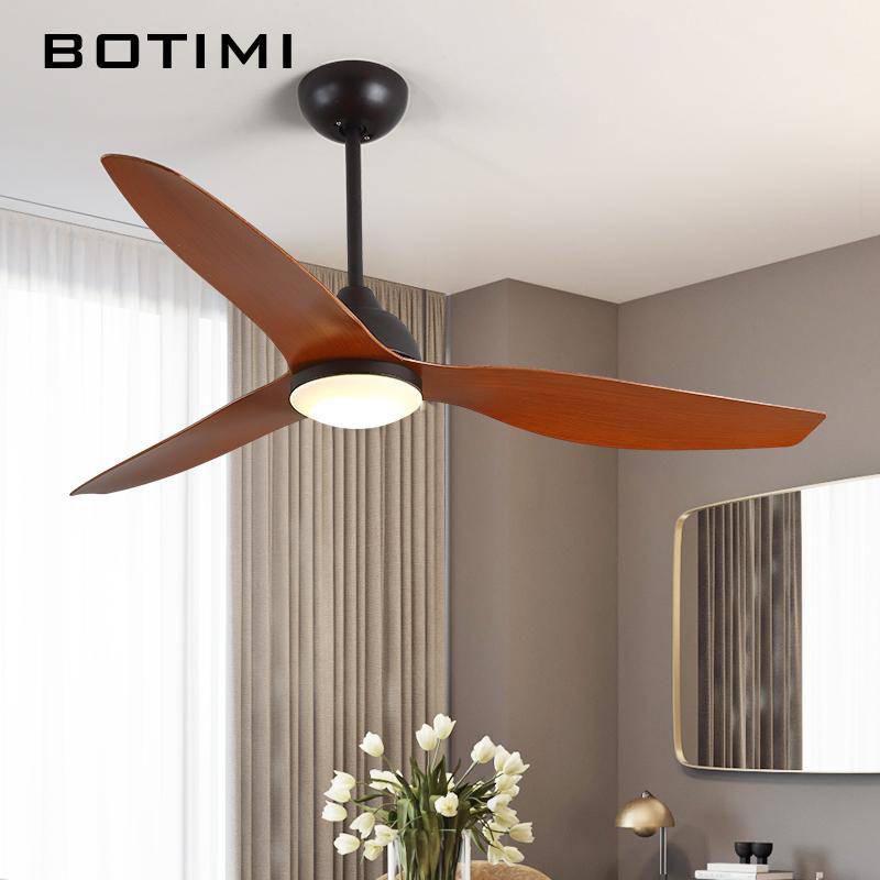 3-blade LED ceiling fan in wood