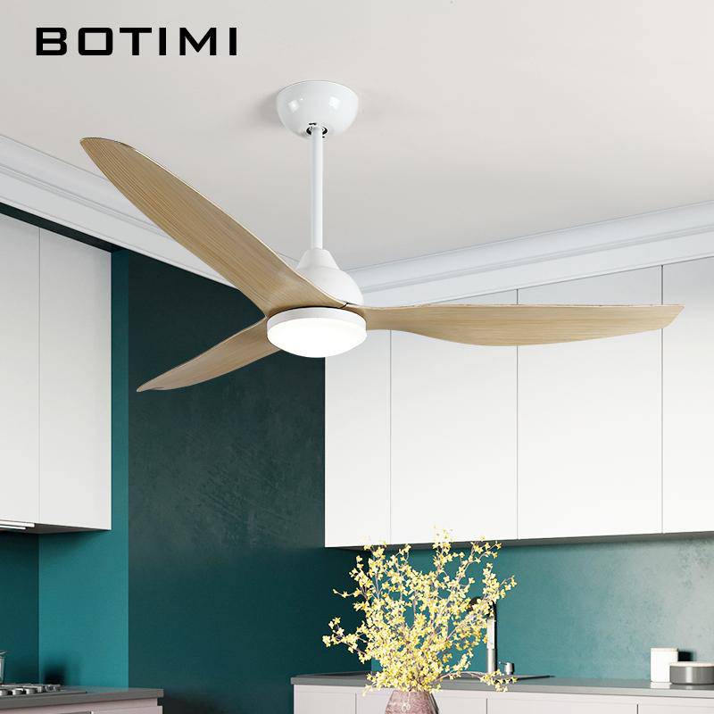 3-blade LED ceiling fan in wood