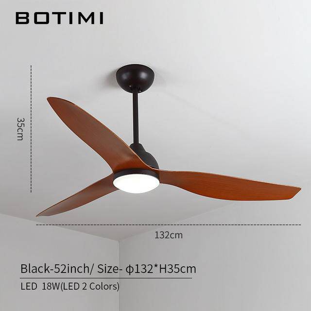3-blade LED ceiling fan in wood