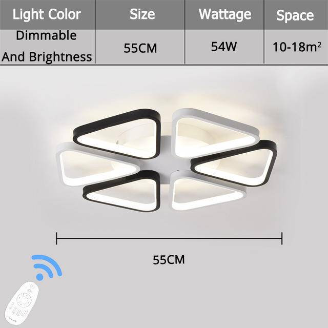 Lámpara de techo o de pared design LED con triángulos blancos y negros