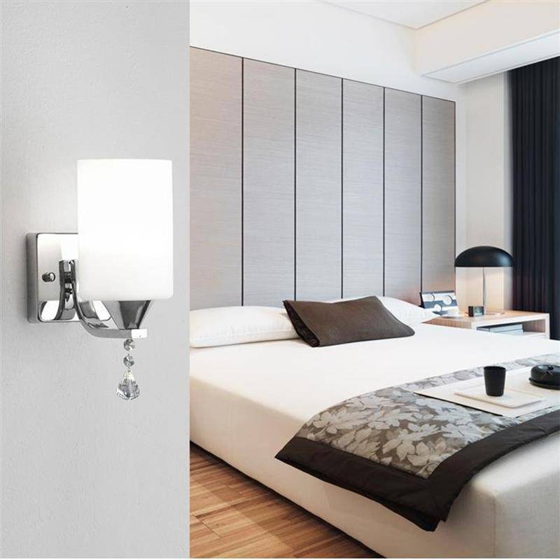 wall lamp chrome LED wall light with lampshade cylindrical