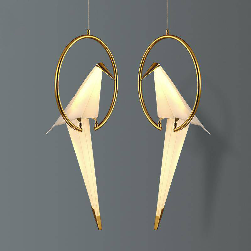 pendant light LED design bird in golden hoop