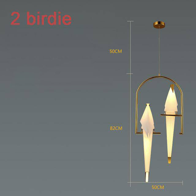 Lámpara de suspensión design Pájaro LED en aro dorado