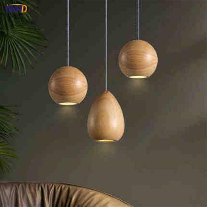 pendant light LED design vintage wooden ball