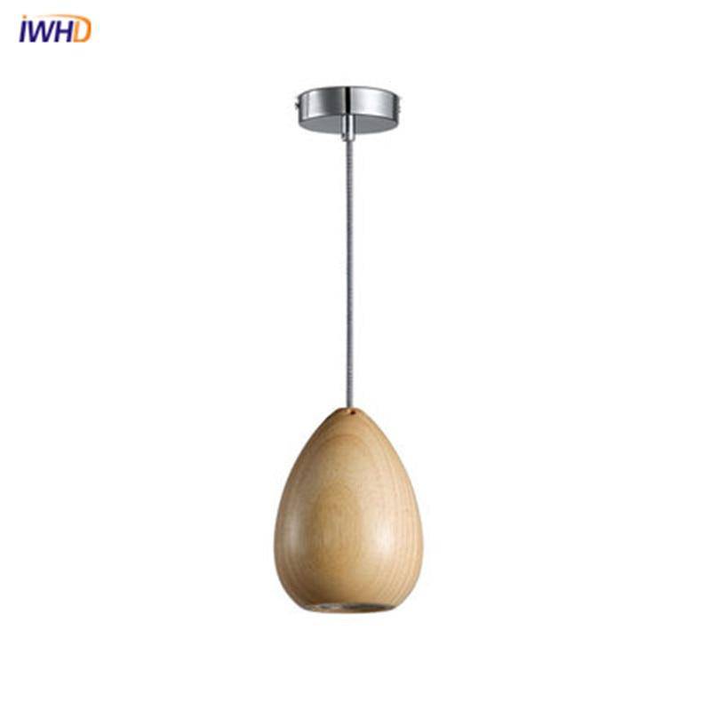 Lámpara de suspensión LED design bola de madera vintage