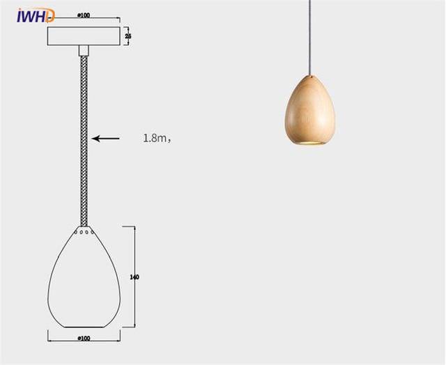 Lámpara de suspensión LED design bola de madera vintage