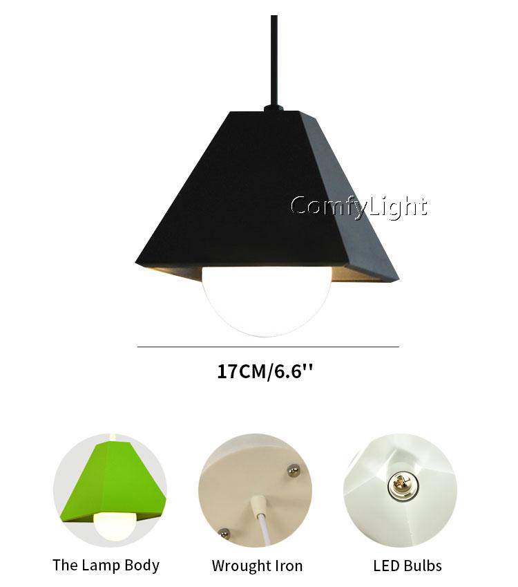 Triangular color LED pendant lamp