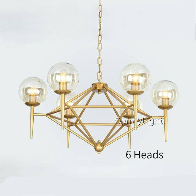 Vintage gold and glass ball loft style chandelier