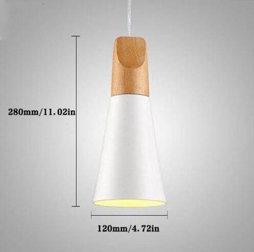 Wooden conical pendant lamp (several colors)
