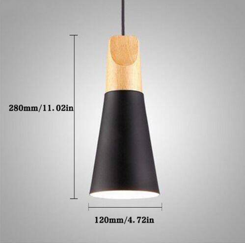 Wooden conical pendant lamp (several colors)