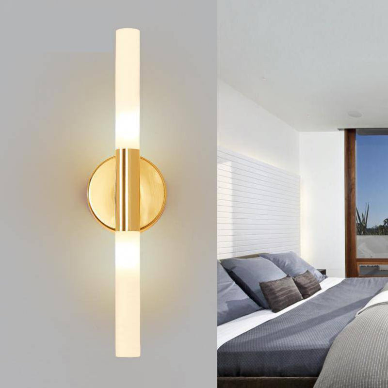 Lámpara de pared design Tubo LED dorado y cristal