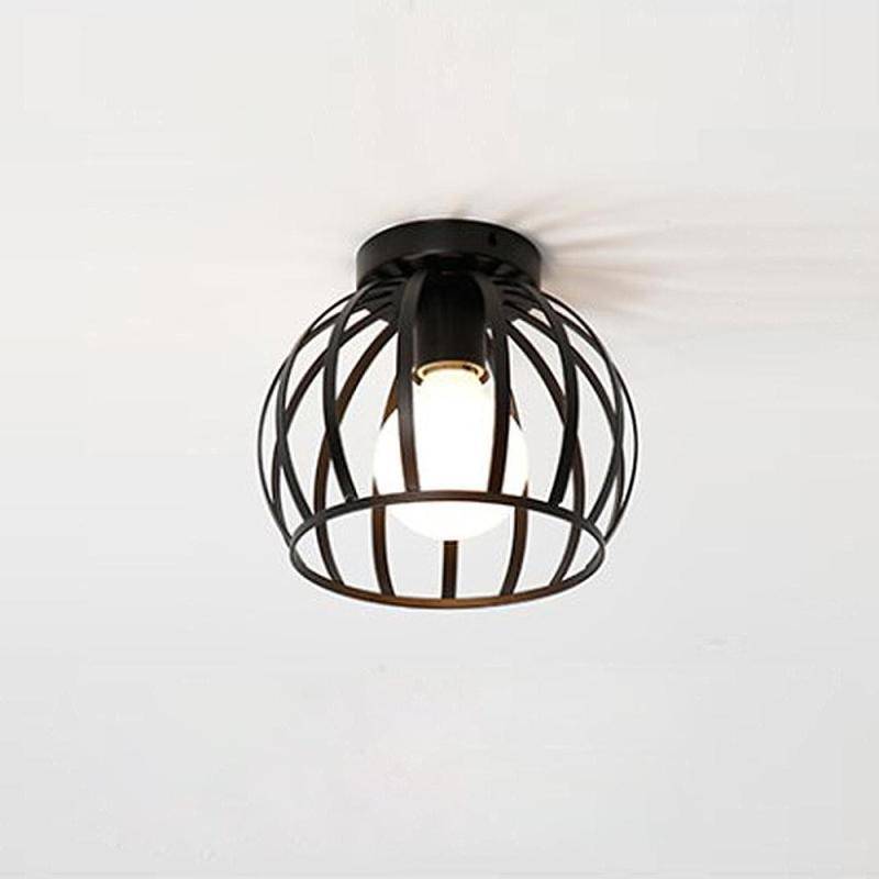 Plafonnier ou applique LED cage ronde noire (plusieurs formes)