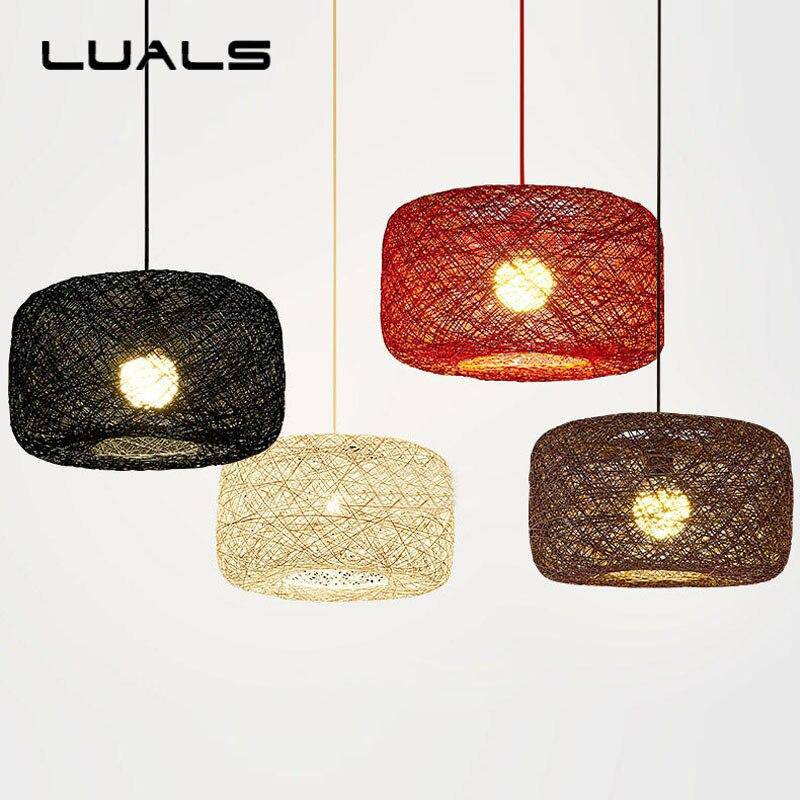 pendant light in LED rattan with lampshade colored curved