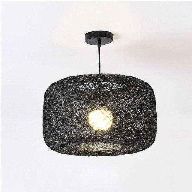pendant light in LED rattan with lampshade colored curved