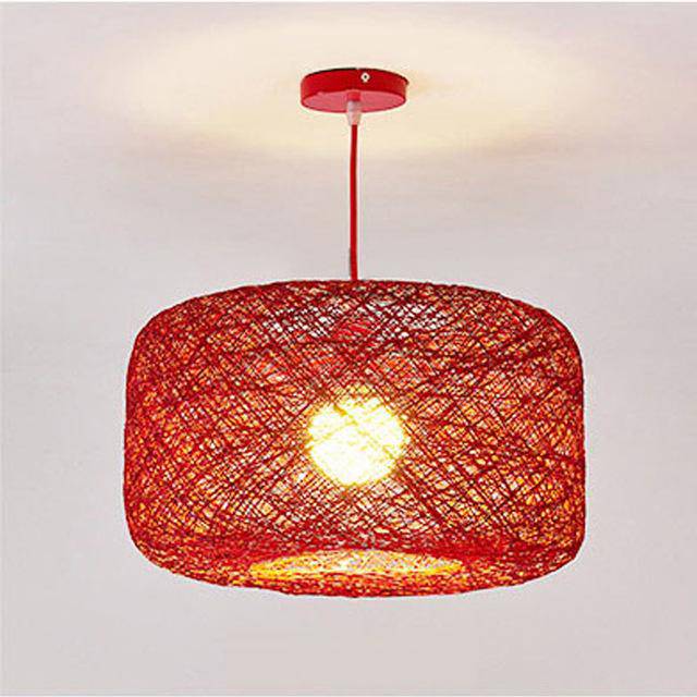 Lámpara de suspensión LEDs en tejido de color campestre