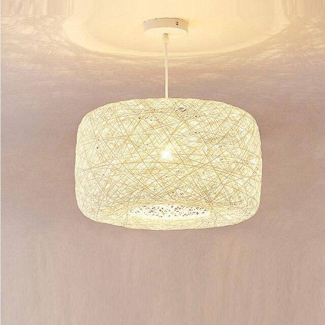 pendant light in LED rattan with lampshade colored curved