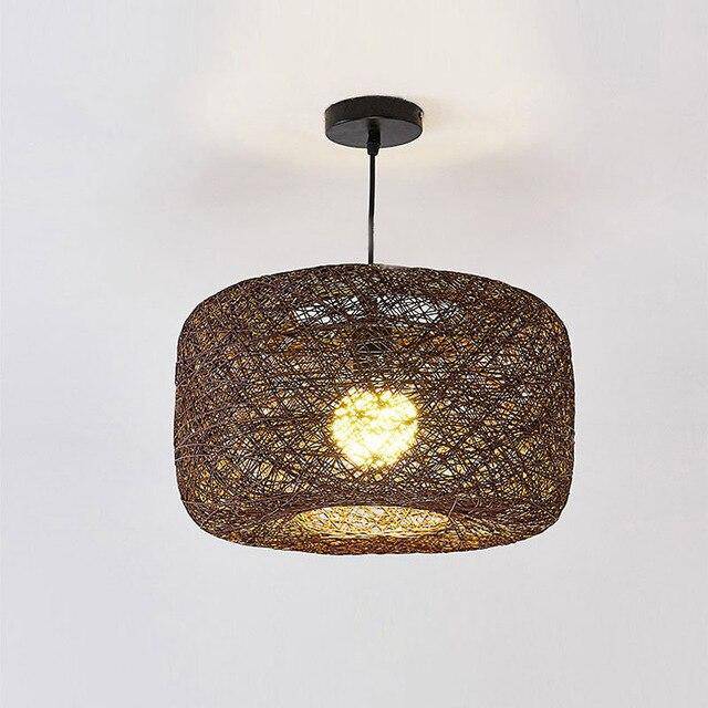 pendant light in LED rattan with lampshade colored curved