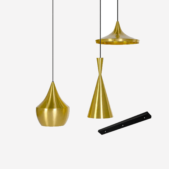 Design Golden pendant lamps in aluminum